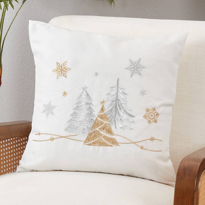 Christmas Trees and Snowflakes Pillow for wholesale by Saro Lifestyle