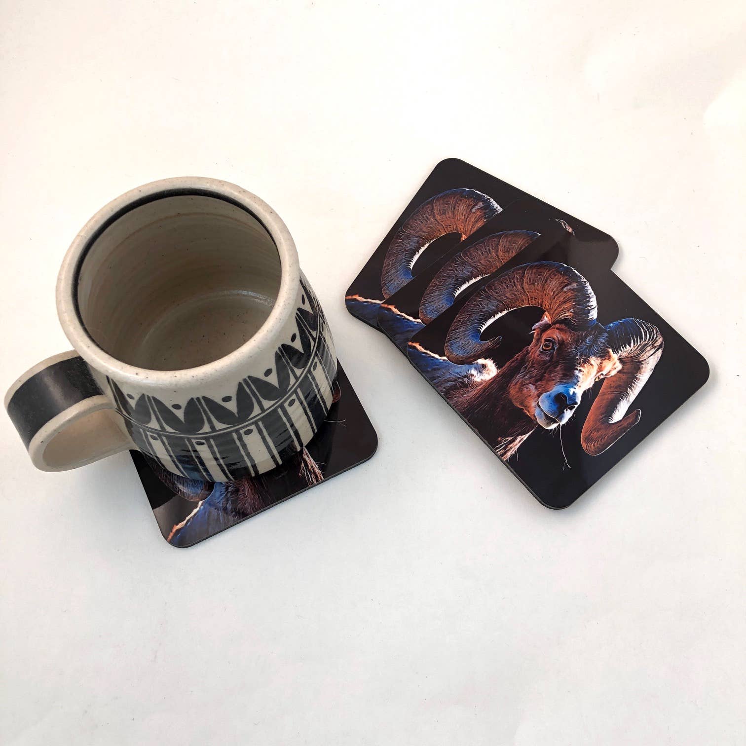 GP Originals - Wholesale Coasters - Ram Tough 4 Piece Coaster Set Hardboard W/cork Backing2