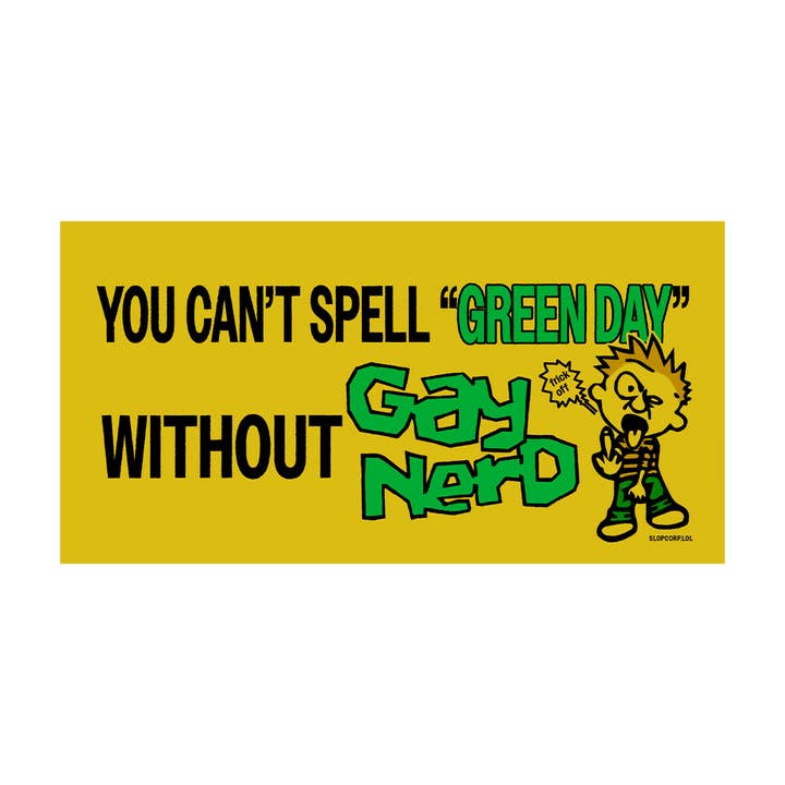 Autocolante de para-choque nerd gays Green Day por atacado de slop corp