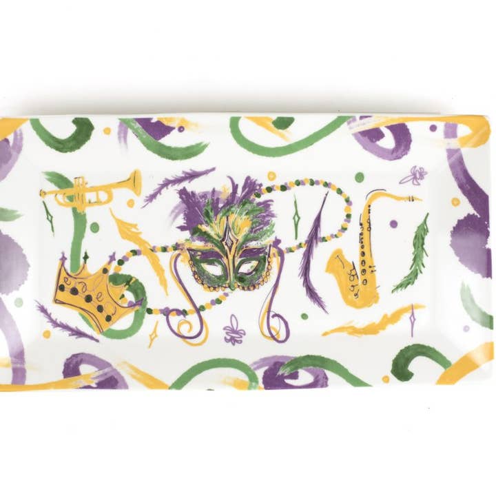 Small Platter - Mardi Gras Mask for wholesale by THE PARISH LINE