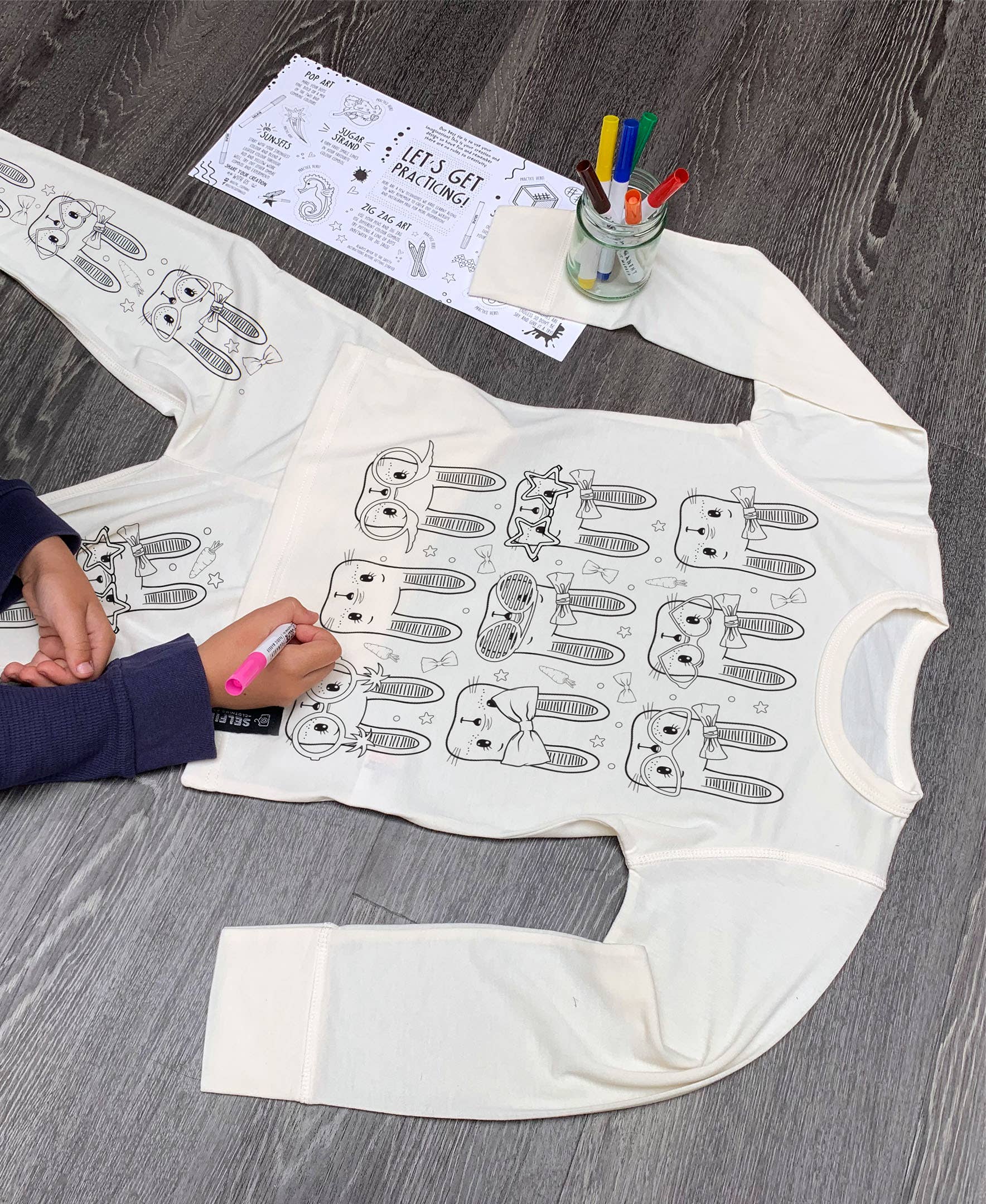 Selfie Craft Co – wholesale Sleepwear set – Kids – Funny Bunny Colour In Pyjamas (NOT AVAILABLE IN USA)1