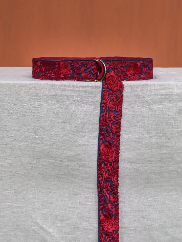 Ring Belt | Flowery Burgundy for wholesale by mvdrl