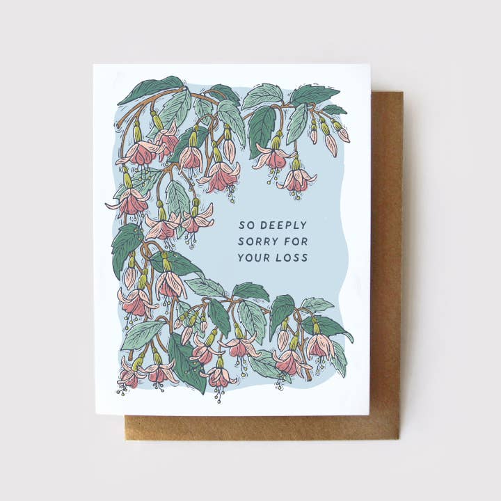 So Deeply Sorry for Your Loss Card - Fuchsia Sympathy Card for wholesale by Root & Branch Paper Co.