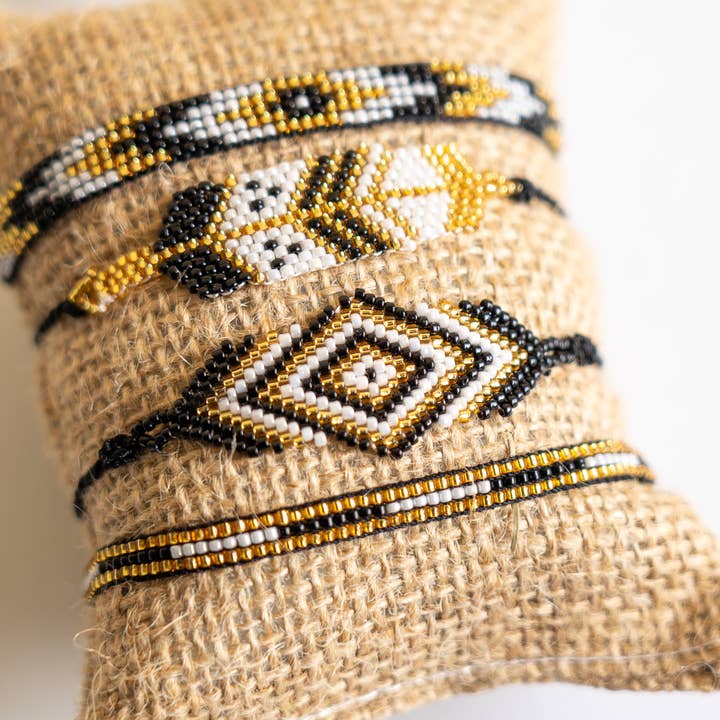 Bali Queen - Wholesale Beaded Bracelet - Boho Burlap Seed Beed Bracelet 4-Pack