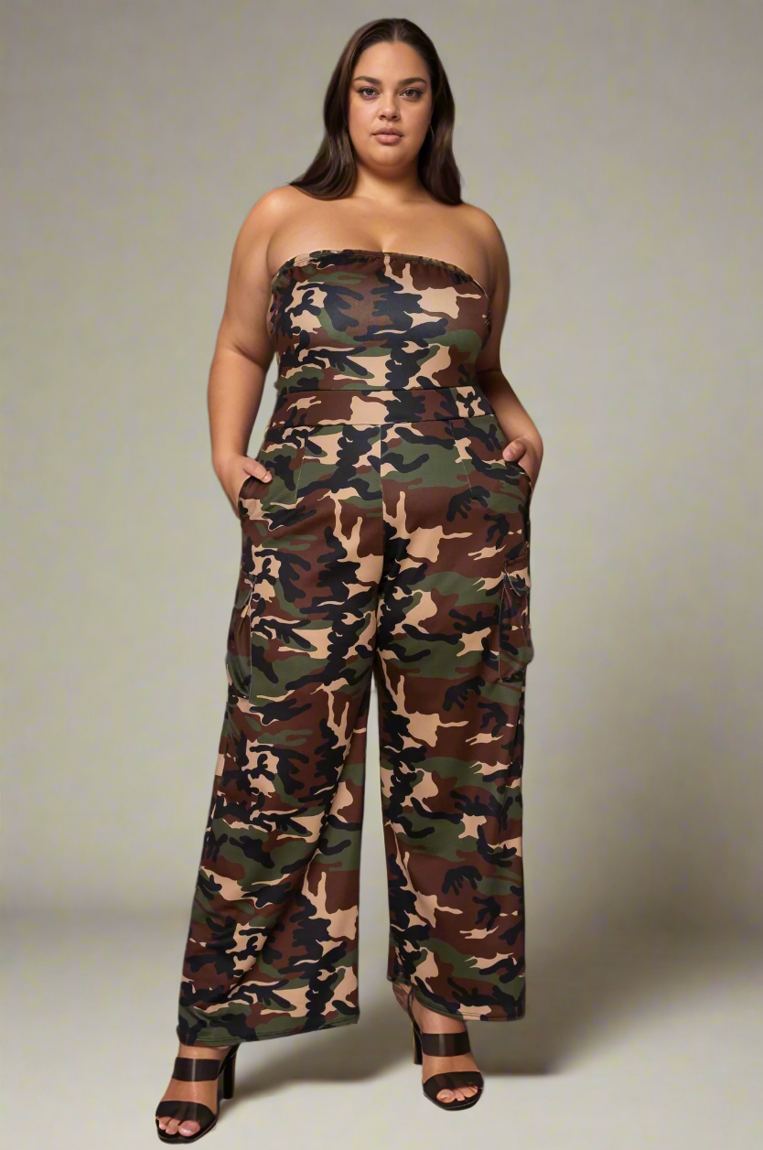 Freya Camo Cargo Jumpsuit for wholesale on Faire0
