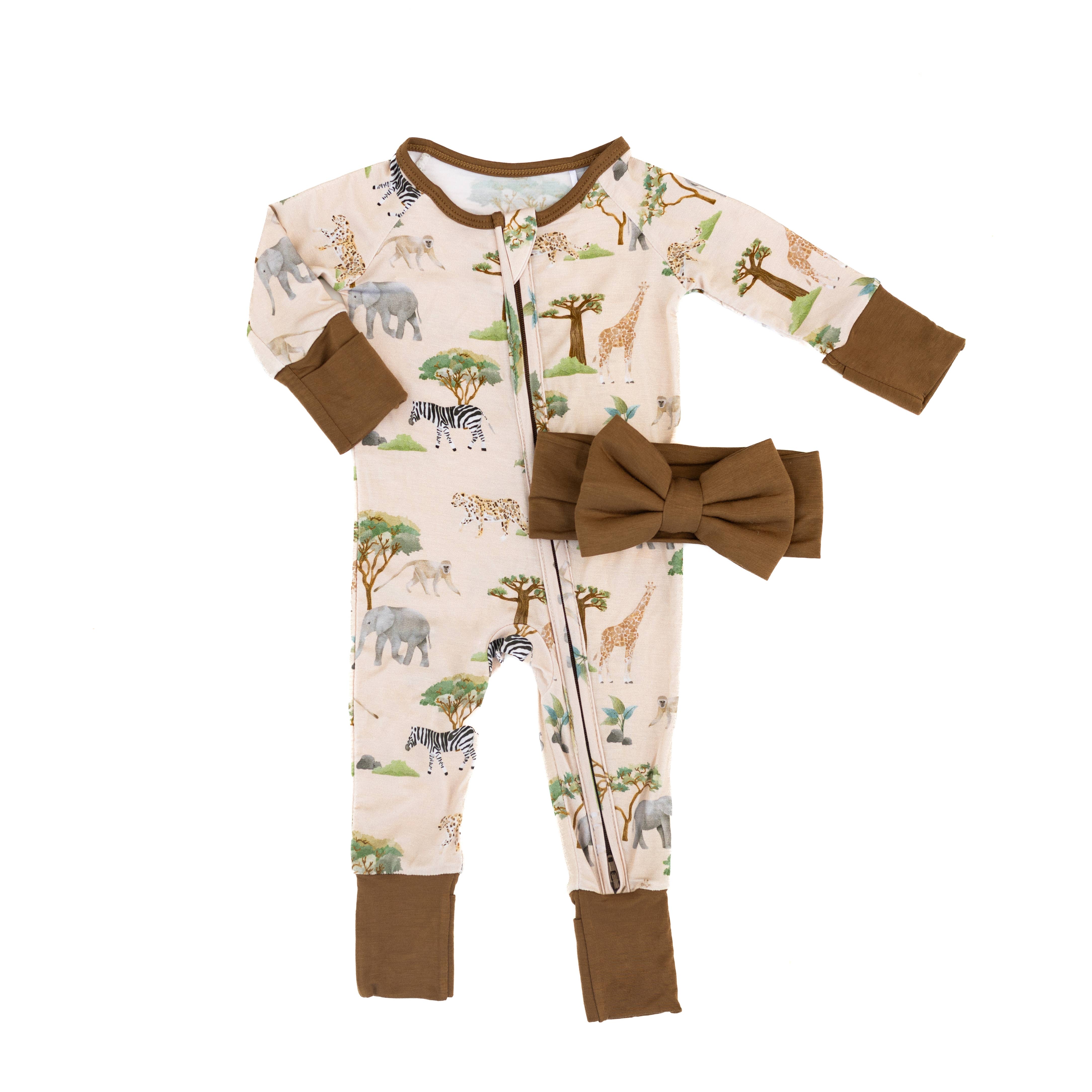 Baby Blues And Pink LLC - Wholesale Sleepsuit - Baby - Serengeti Sand-Bamboo Zipper Pajama1