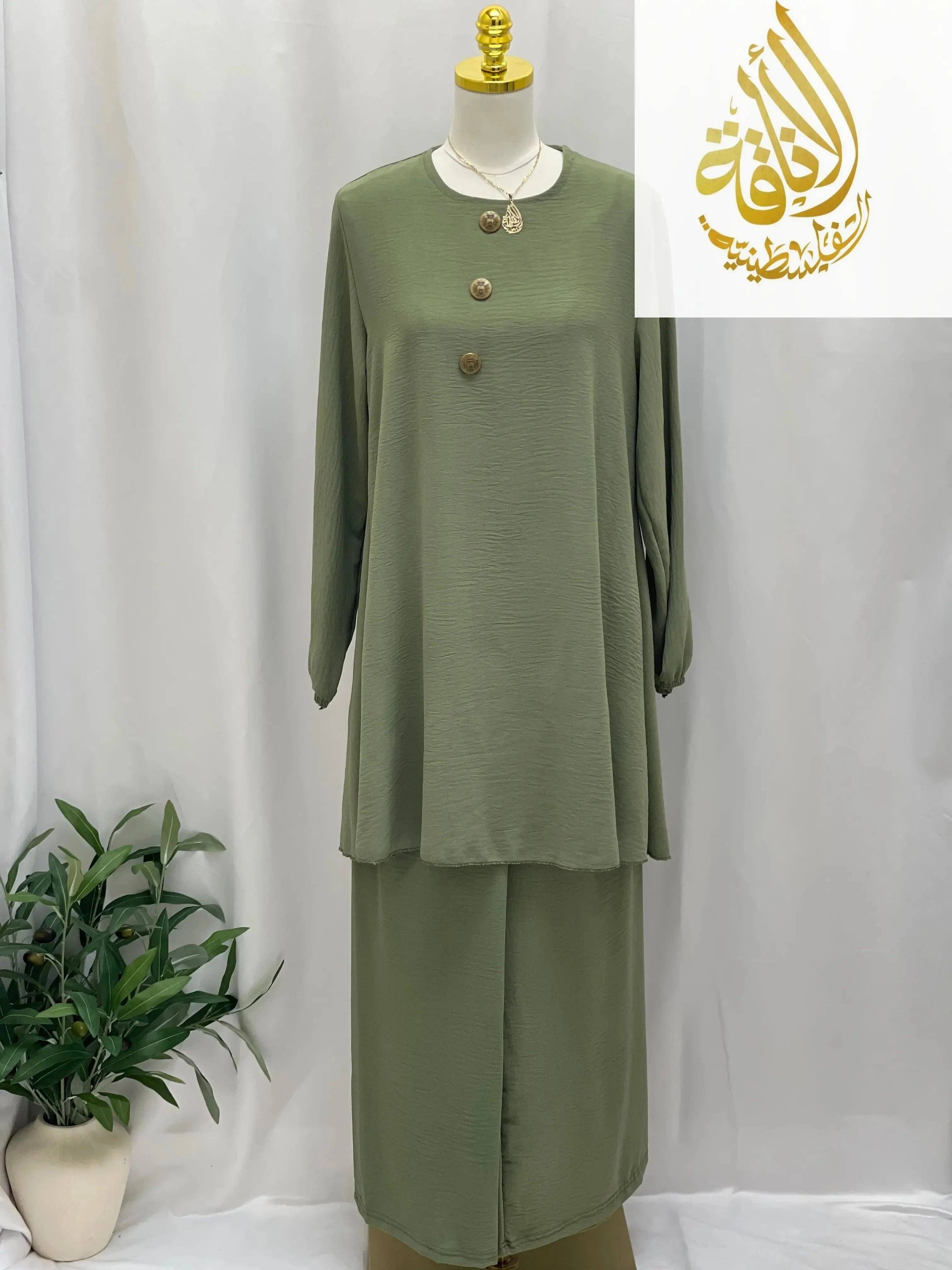 Palestinian Elegance - Wholesale Top & Pant Set (NOT Loungewear) - Women's - Modest Women's Long Tunic & Pant Set - Contemporary & Stylish23