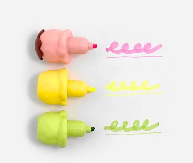 K-Wonderland - Wholesale Highlighter - Ice Cream Cone Highlighter Pen – 3 Colors in One!7