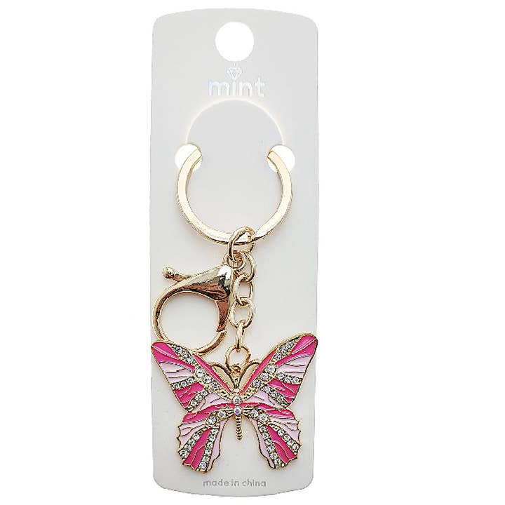 Rhinestone Enamel Butterfly Keychain for wholesale by Atlas Fashion