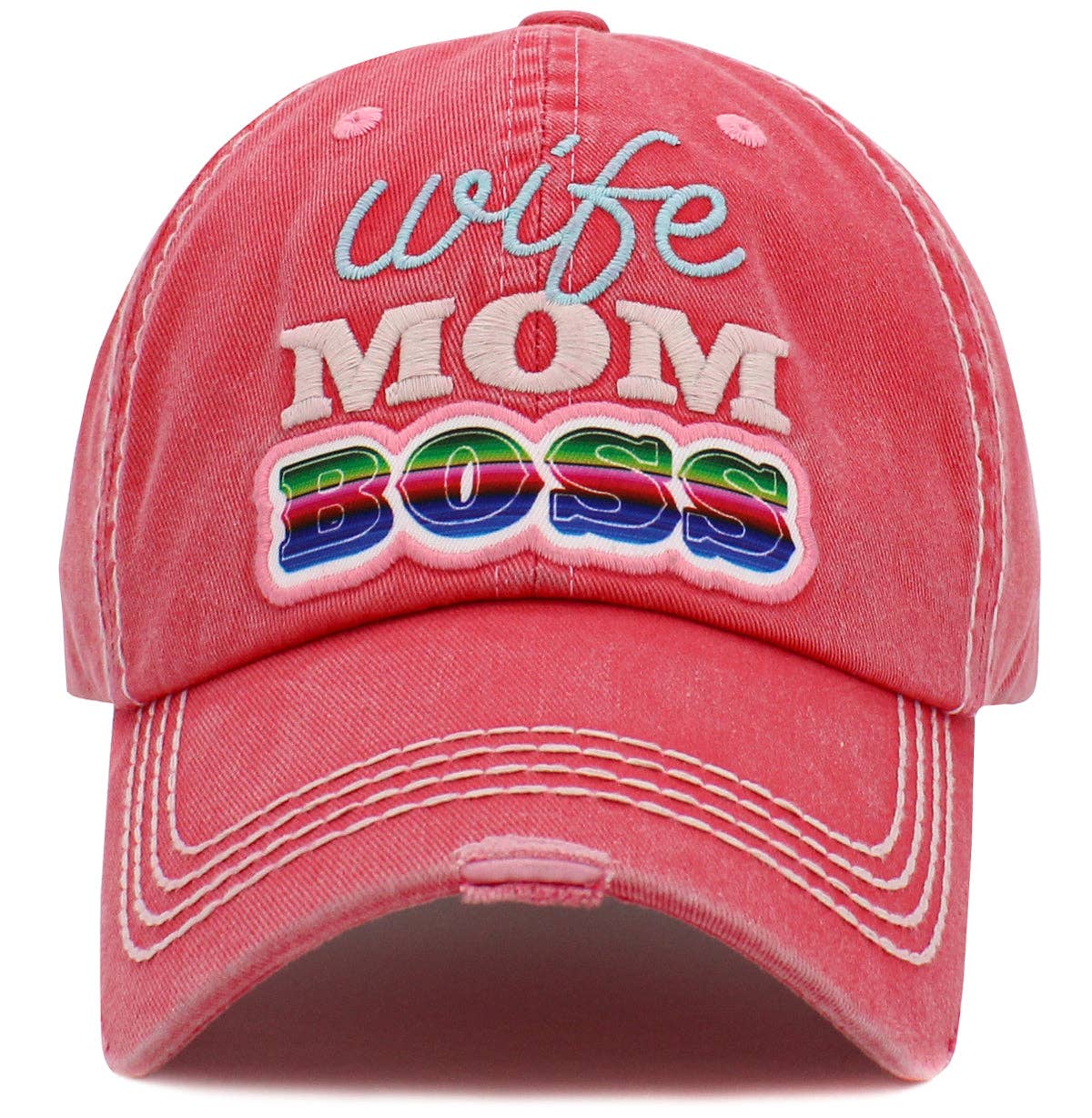 MiMi Wholesale - Wholesale Baseball Cap - Women's - KBV1488 'Wife Mom Boss' Washed Vintage Ballcap0