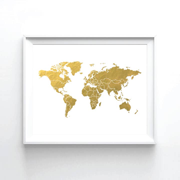 Impressão artística da folha de ouro do mapa mundial II por atacado de Uyeno Miyoshi