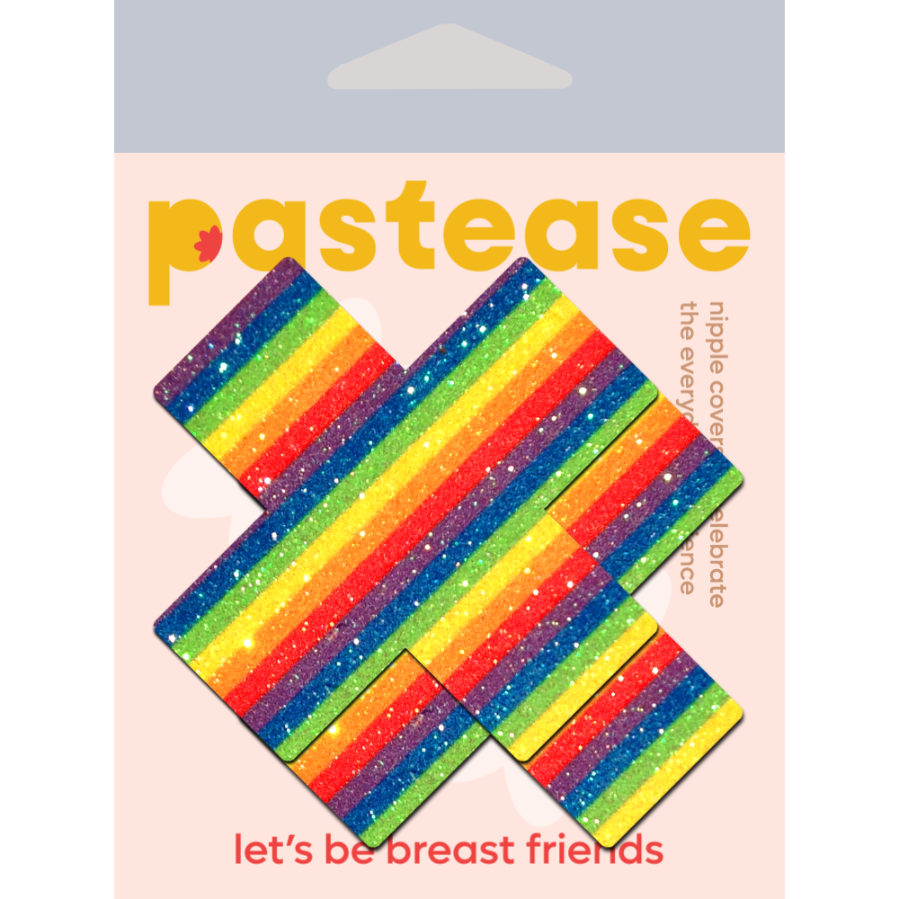 Pastease® – wholesale Bröstvårteklistermärken - Dam – Plus X: Glittrande Rainbow Cross Nippel Pasties av Pastease®1