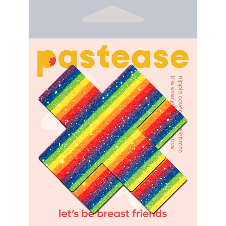 Pastease® - Wholesale Nipple Pasties - Women's - Plus X: Glittering Rainbow Cross Nipple Pasties by Pastease®1