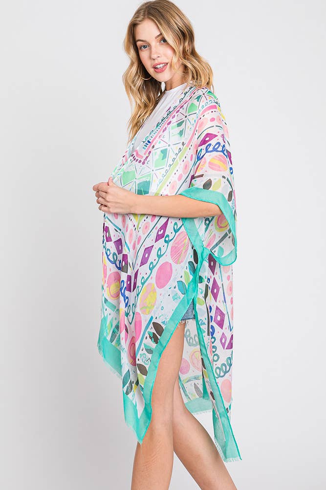 Hana - Wholesale Kimono - Women's - Watercolor Boho Geometric Print Summer Kimono4