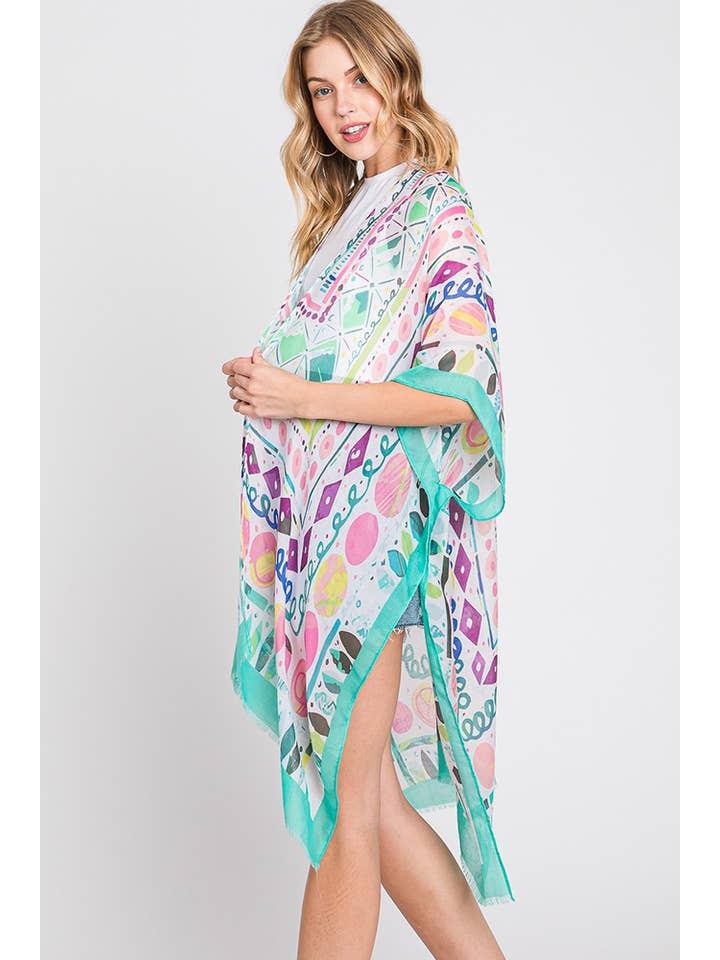 Hana - Vendita all'ingrosso Kimono - Donna - Kimono estivo con stampa geometrica boho ad acquerello4