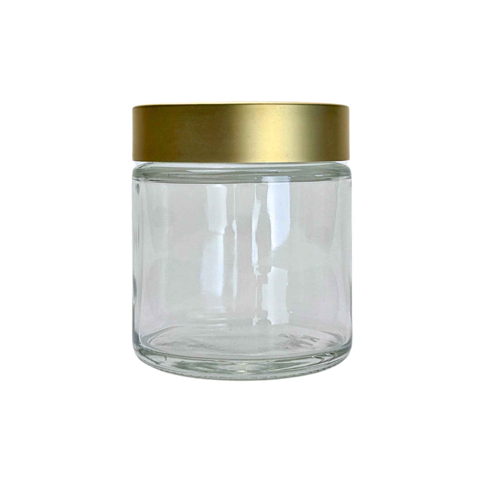 The Bottle Shoppe - Wholesale Jar - 4oz Clear Glass Jar Straight Sided with Brushed Gold Lid