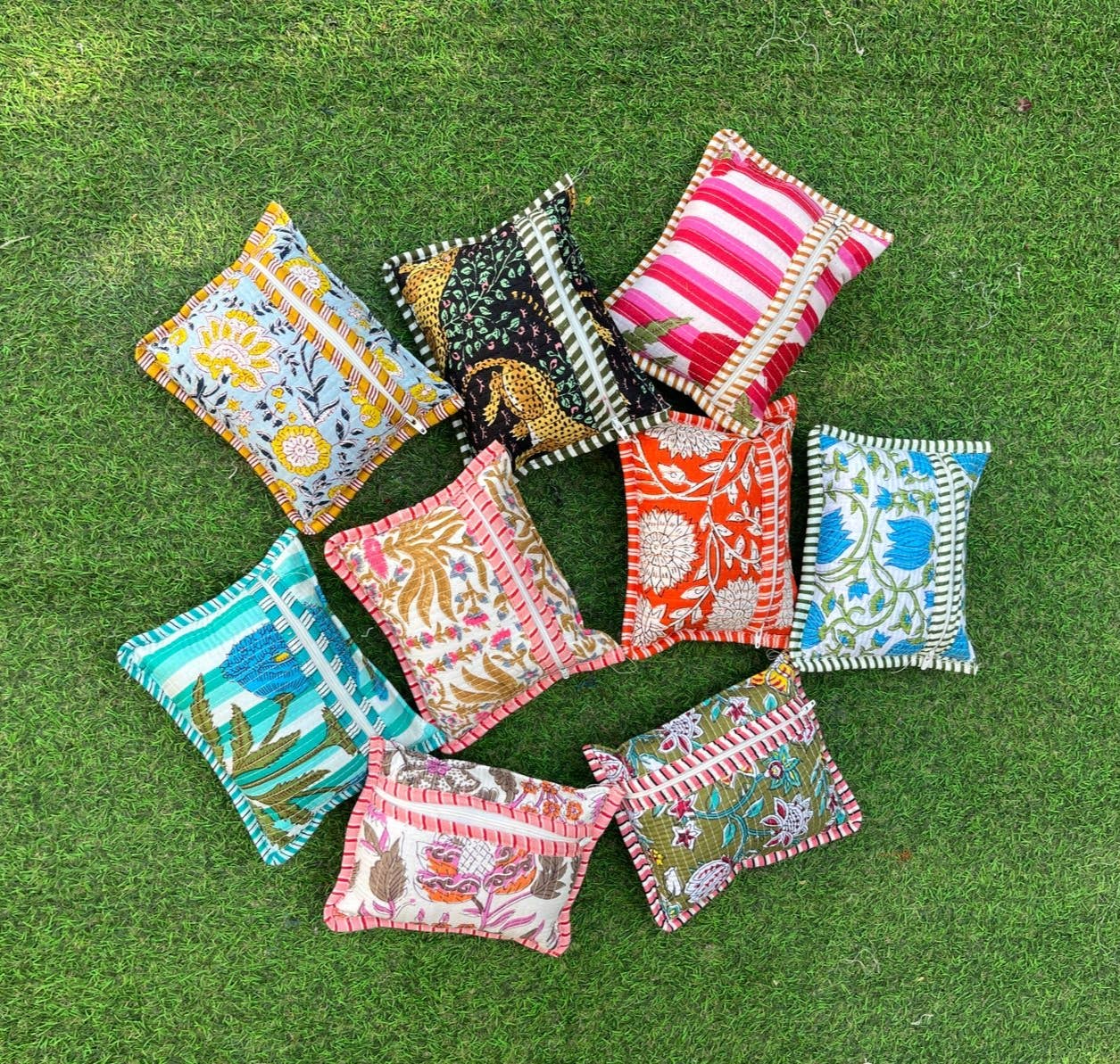 Bhawana Handicrafts - Wholesale Pouch - Women's - 5 Pieces clutch wallet keychain bag , quilted zipper pouch0