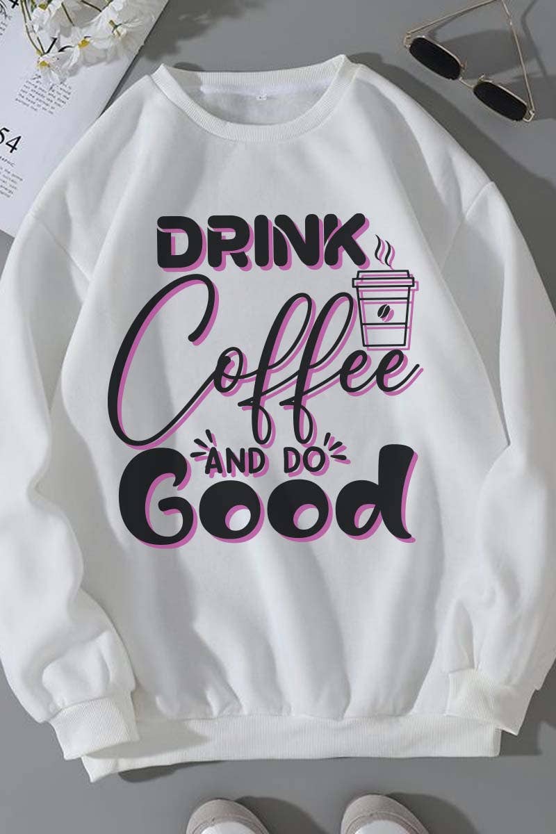HARANG – wholesale Graphic sweatshirt – Women’s – M9261 - SW DRINK COFFEE  graphic sweatshirts  0