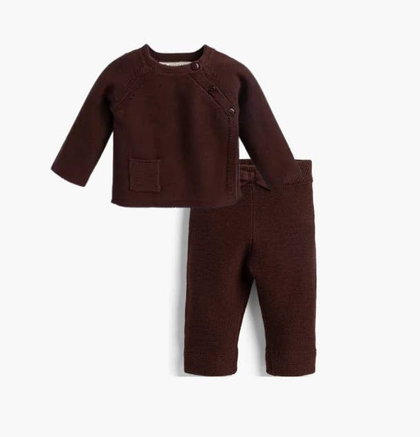 Monica + Andy - Wholesale Top & Pant Set - Baby - Little Darling Knit Top + Bottom_Chocolate Brown