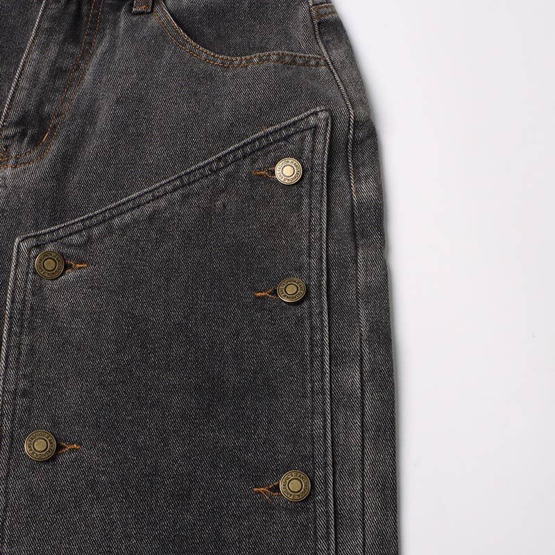 Grigio Jeans invecchiati a vita alta alla moda JP015Y - Stile retrò in vendita all'ingrosso su Faire11