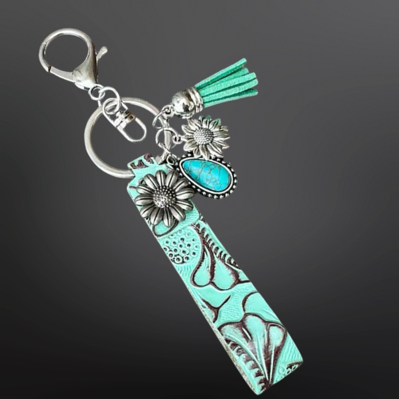 Westrian International - Wholesale Keychain - Unisex - Faux Embossed Leather Western Keychain with Charms1