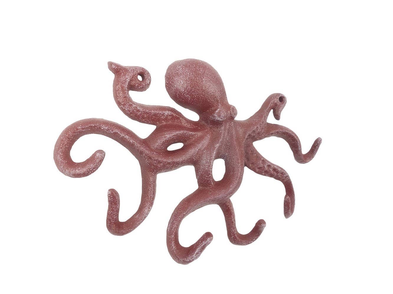 Hampton Ironworks - Wholesale Wall Hook - Red Whitewashed Cast Iron Octopus Hook 11""2