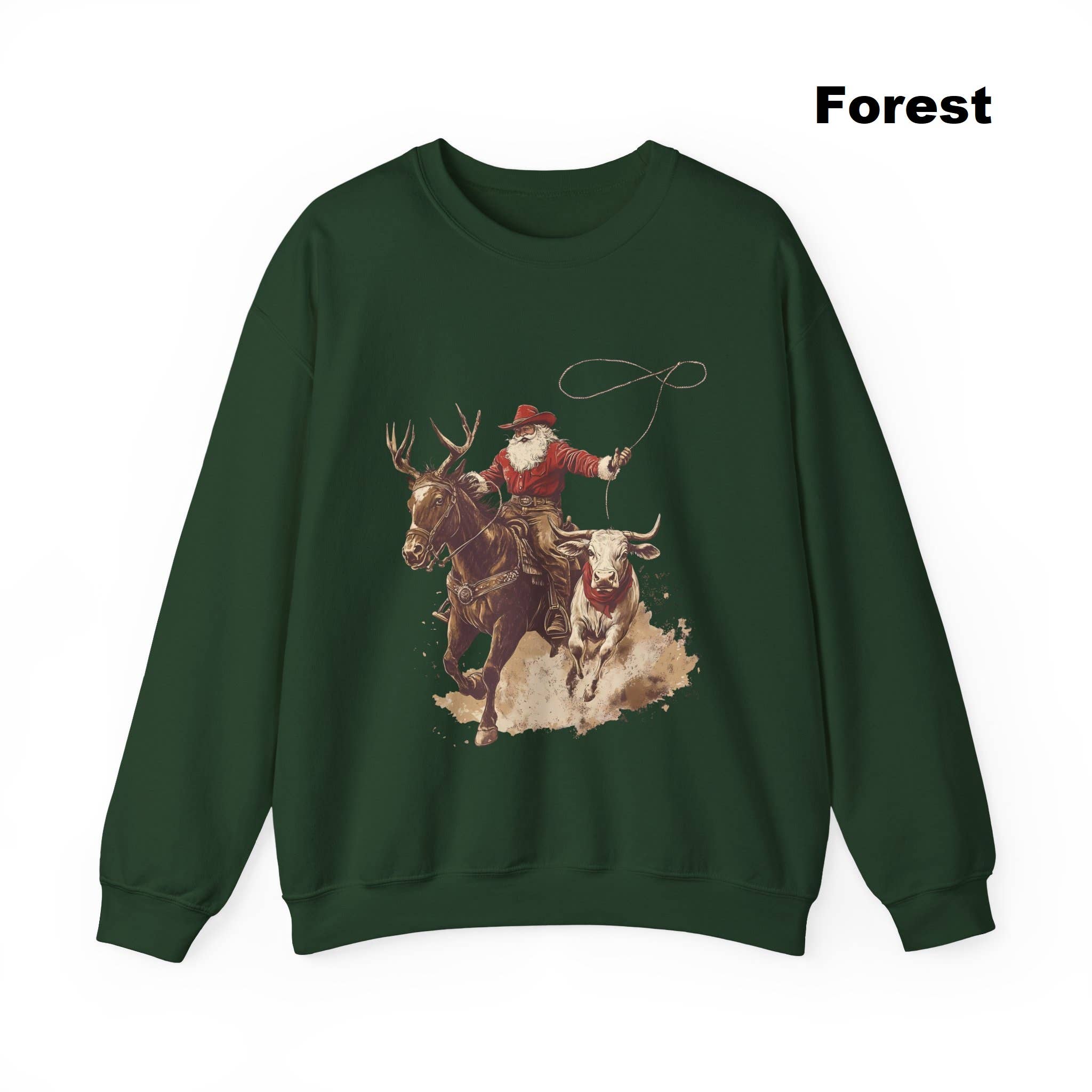 NVC Ecommerce LLC - Wholesale T-Shirt (Graphic) - Women's - Cowboy Santa Christmas Sweatshirt, Country Christmas Shirt1