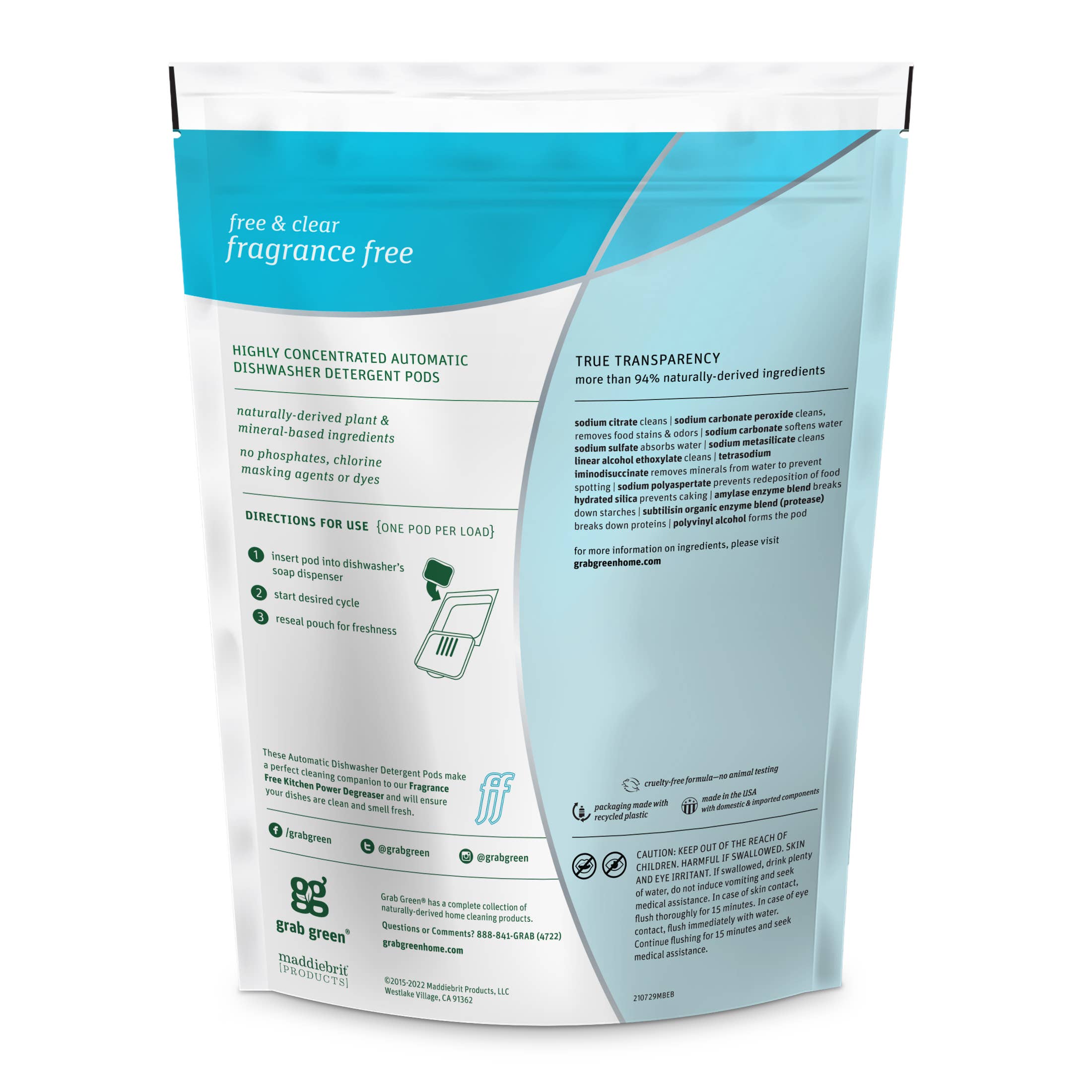 Grab Green - Wholesale Dish Soap - Auto Dishwashing Detergent Pods, Fragrance Free, 24 Loads1