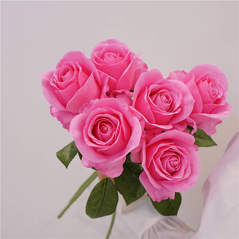 Sweet Home Deco - Vente Fleurs artificielles - Tige de rose épanouie à toucher réaliste de 19'', rose de printemps en ROSE8