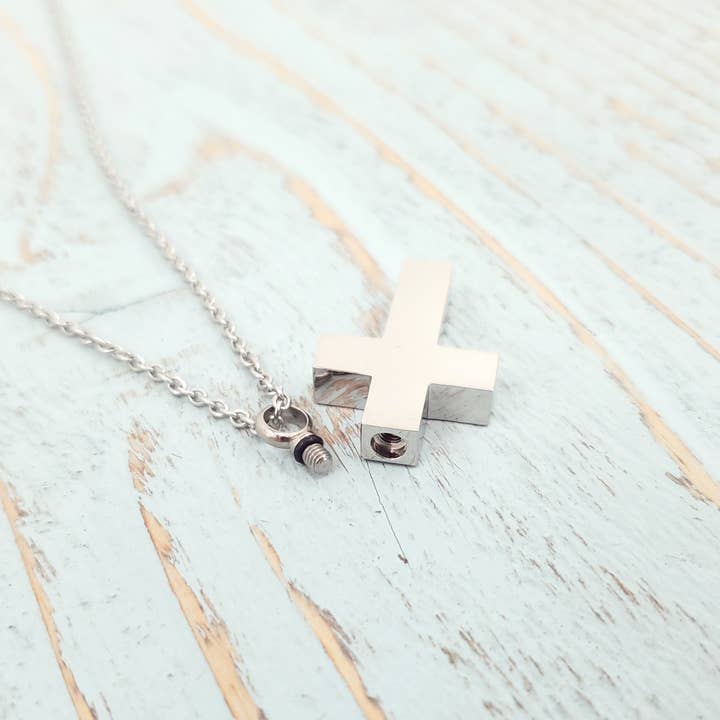 Just Vial - Wholesale Halskettinghanger - Cross Urn halsketting met hanger - roestvrij staal