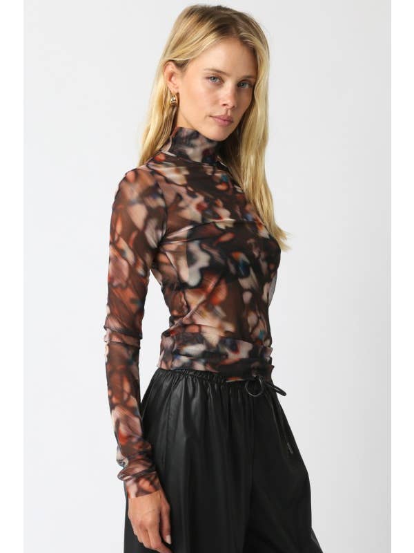 Brown Black Cream Clare Mesh Top for wholesale on Faire1