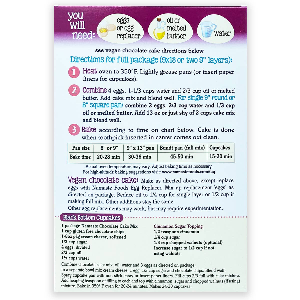 Namaste Foods - Wholesale Cake Mix - Gluten Free Chocolate Cake Mix3