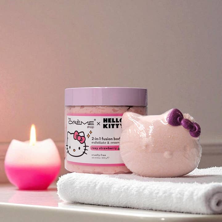 Crover - Wholesale Bath & Body Set - Crème Shop x Hello Kitty Silky Skin Spa Set -Rosy2