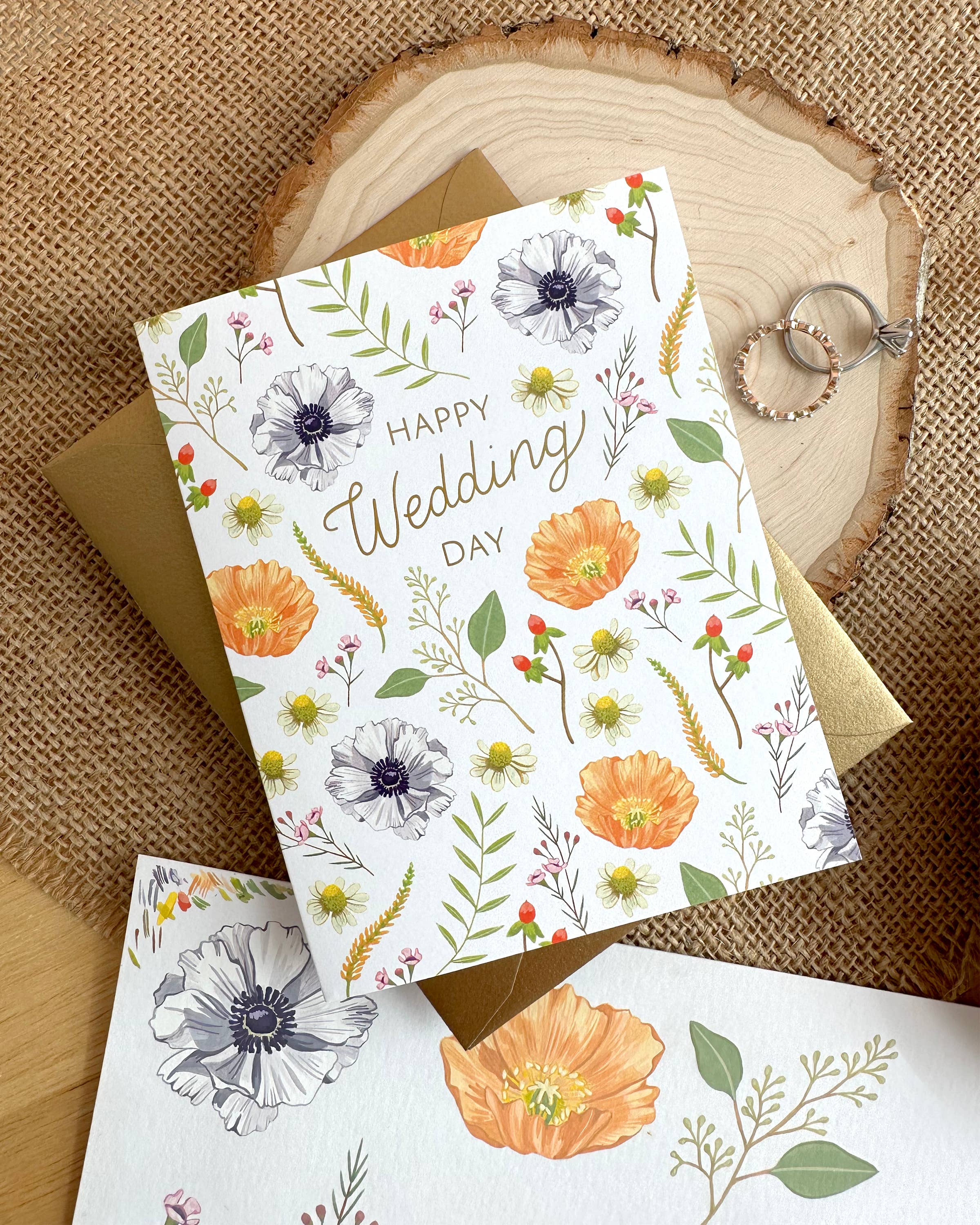 Yeppie Paper – Großhandel Hochzeitskarte – Glückwunschkarte zur Blumenhochzeit mit Folienprägung2