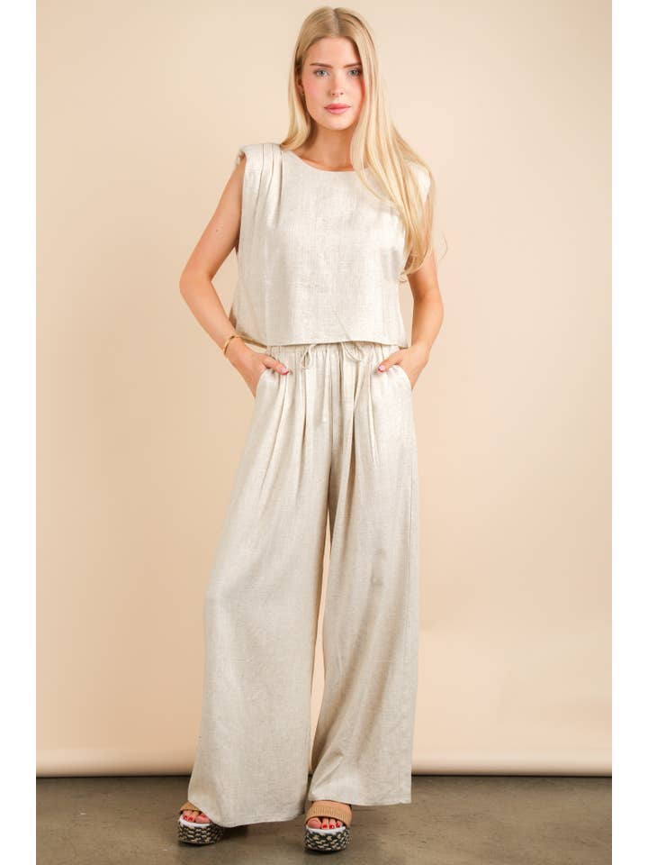 VERY J - Wholesale Top & Pant Set (NOT Loungewear) - Women's - NT12090SET-Solid Woven Top & Pants Set