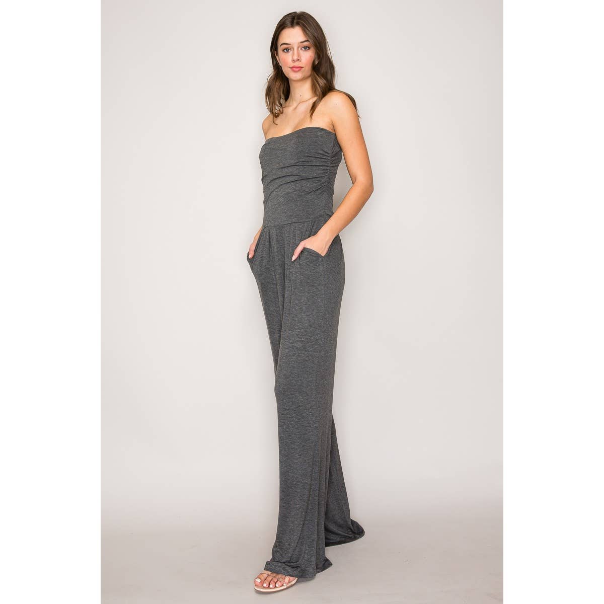 Popular 21 - Vente Combinaison – femme - Combinaison en tricot à jambes amples et sans bretelles à haut tube18