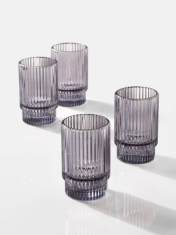 3 ¾in Smoke Pleated Glass Votive Holder for wholesale by Jamali Garden