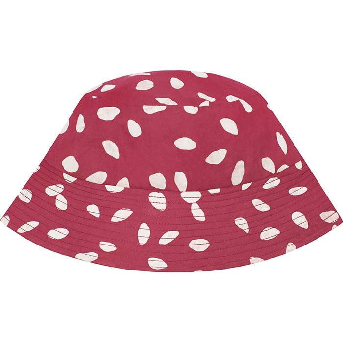 Global Mamas - Wholesale Bucket Hat - Women's - Adult Sun Hat: Leaf Dot - Rosewood-Organic