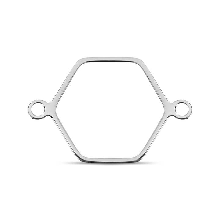 WJW – Großhandel Individueller Charm/Anhänger – Anhänger aus Edelstahl in Hexagon-Form zum Verbinden1