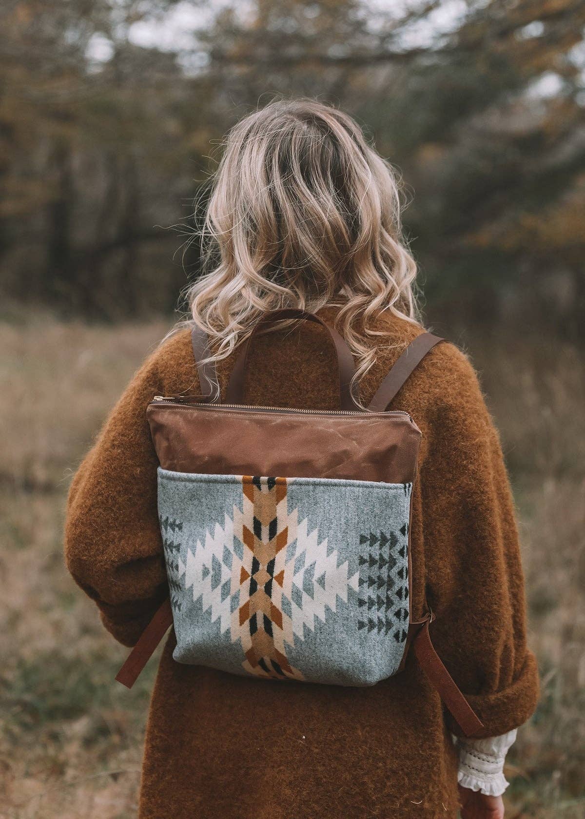 Grace Design - Wholesale Backpack - Women's - Vintage-Inspired Backpack - Pendleton Wool and Waxed Canvas