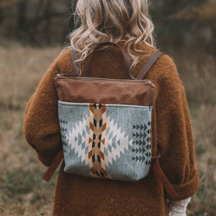 Grace Design - Wholesale Backpack - Women's - Vintage-Inspired Backpack - Pendleton Wool and Waxed Canvas0