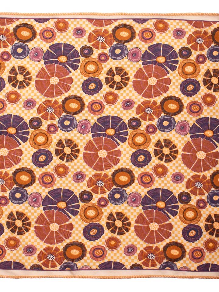 Vintage zijden pochet beige-roest multicolor dessin POCV1065 voor wholesale door Graffeo Cravatte