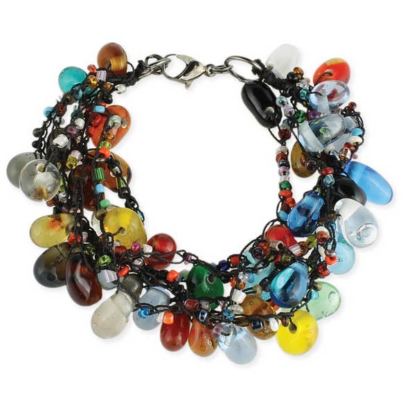 Gypsy Rose - Wholesale Beaded Bracelet - Shake Rattle & Roll Six Row Glass Bead Bracelet