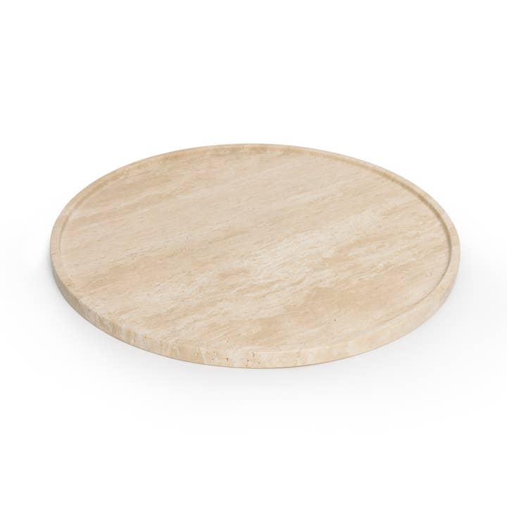 Round travertine tray with edge 45cm for wholesale by MOOISA