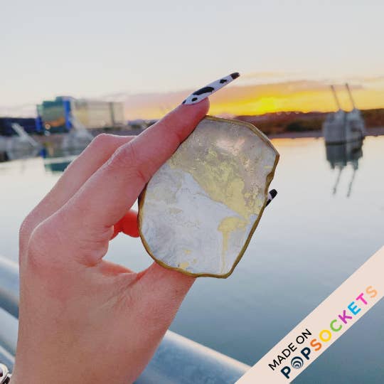 Agate Geode Inspireret Resin Telefon Grip - Hvid for engroshandel hos Nony Design Company