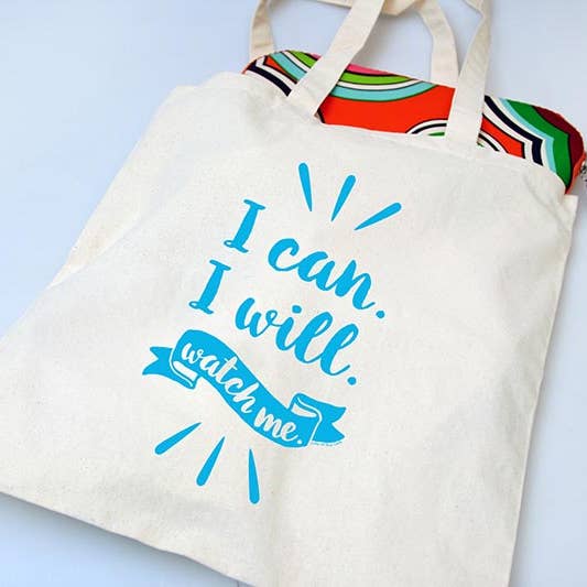 I Can I Will Watch Me - Canvas draagtas voor wholesale door Sky of Blue Cards