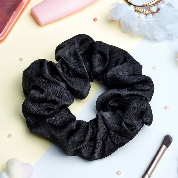 Deep Black Hair Scrunchie - Tess for wholesale by Adopte un Chouchou