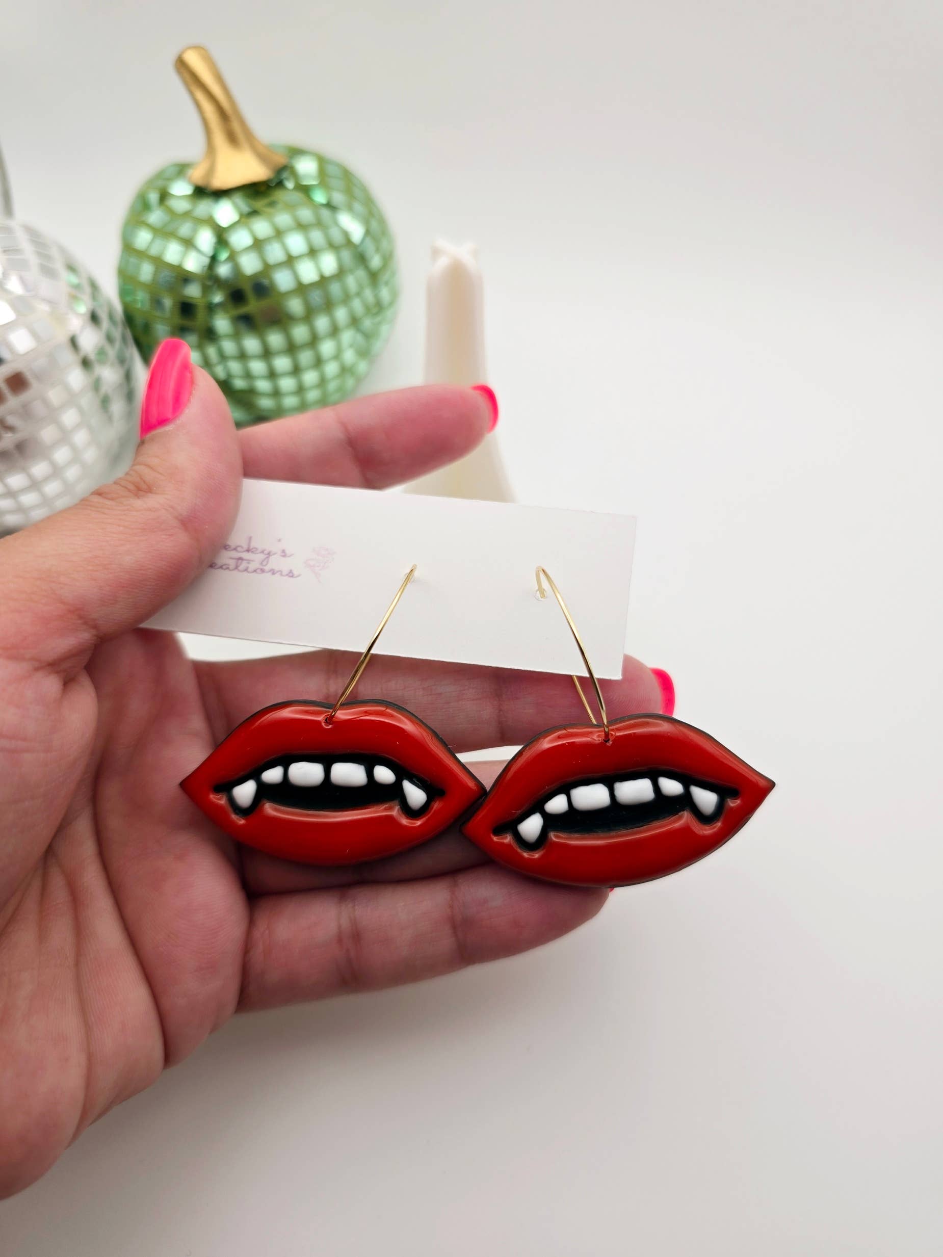 Beckys Creations - Wholesale Dangle Earrings - Vampire Lips Earrings, Halloween, Fall Jewelry7