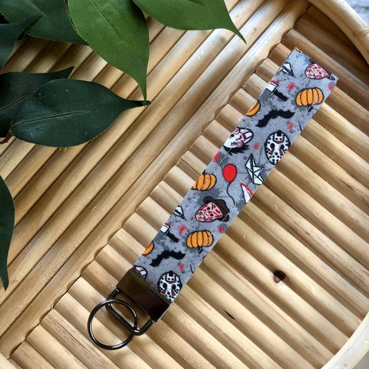 Schlüsselanhänger aus Stoff mit Horror-Doodle-Print, Schlüsselanhänger für den Großhandel von MDStickerShop