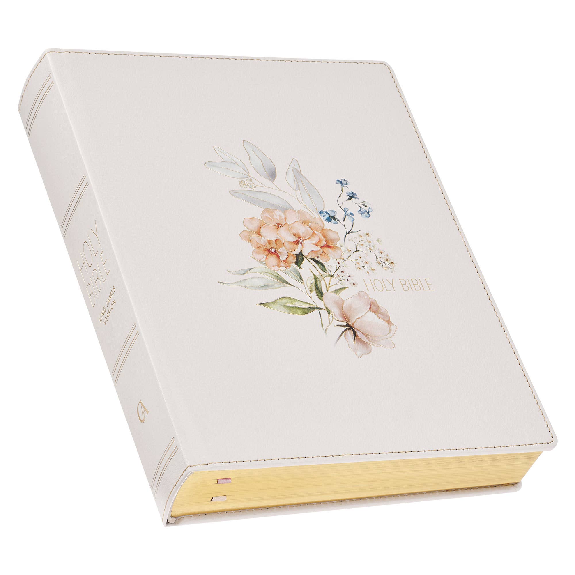 Christian Art Gifts - Wholesale Display Book - KJV Note-taking Bible LP Faux Leather HC, White Floral2
